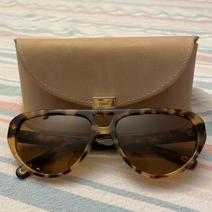 Chloe Aviators Tortoise Acetate with Case, Box, & Authentication Papers